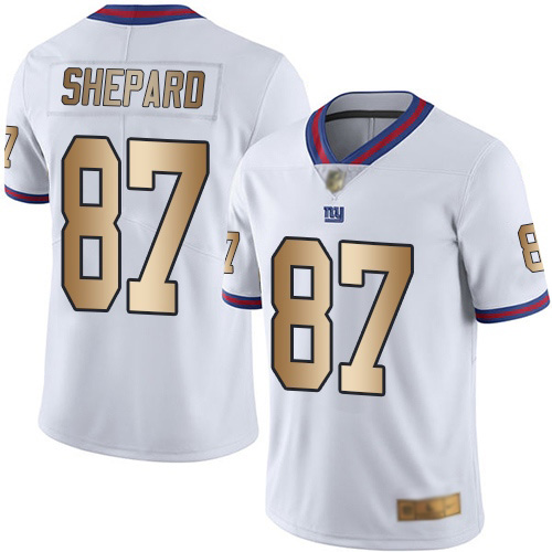 Men New York Giants 87 Sterling Shepard Limited White Gold Rush Vapor Untouchable Football NFL Jersey